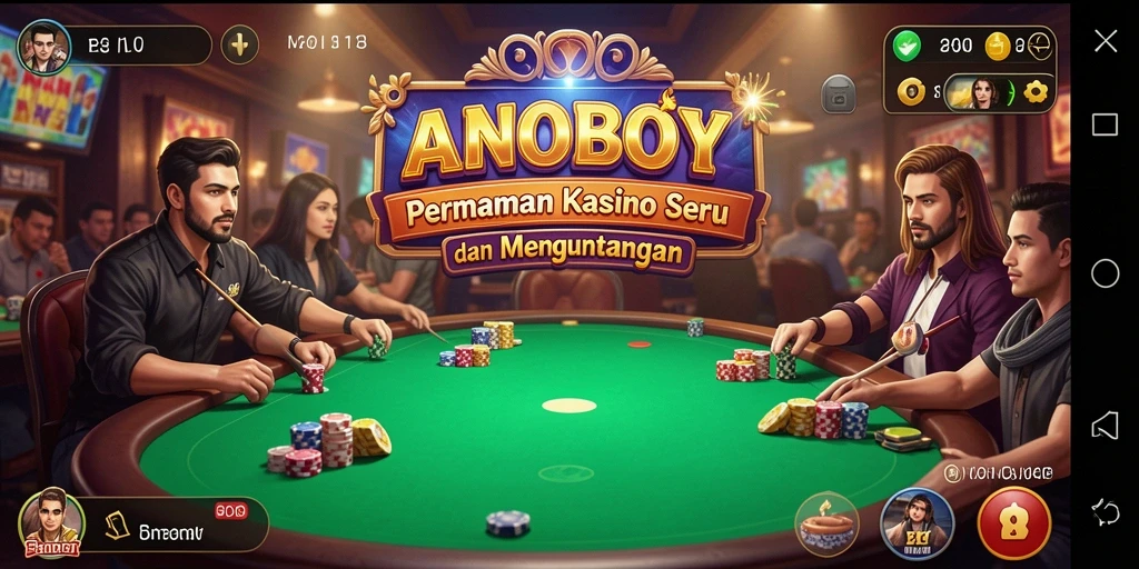 Tampilan gameplay seru ANOBOY dengan fitur kasino yang menarik.