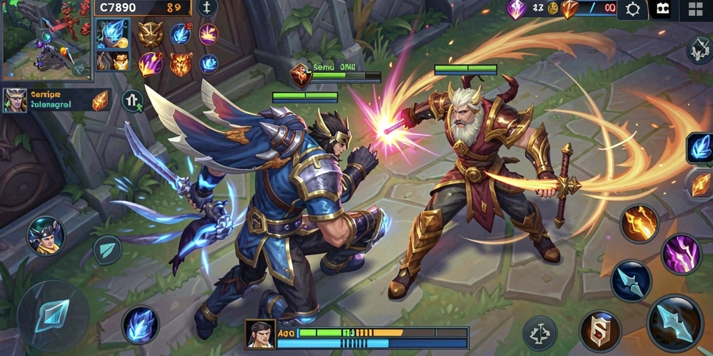 Screenshot gameplay seru C7890 dalam aksi MOBA.