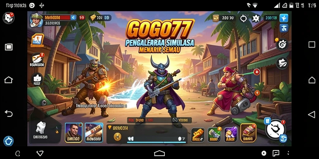 Screenshot gameplay GOGO77 menampilkan dunia simulasi yang luas dan detail.