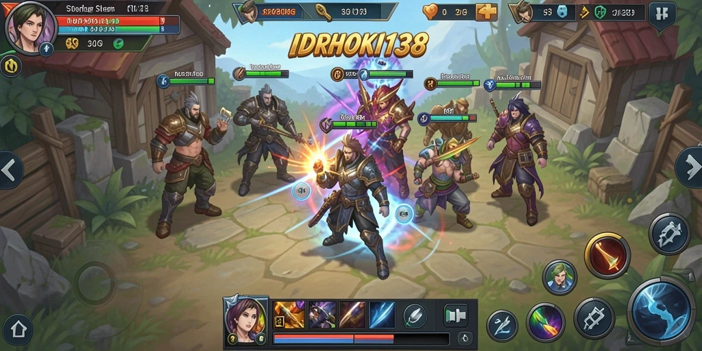 Tampilan menarik dari gameplay strategis IDRHOKI138 dengan berbagai unit dan sumber daya.