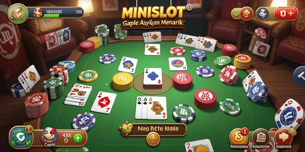Tampilan gameplay seru MINISLOT dalam permainan Gaple.