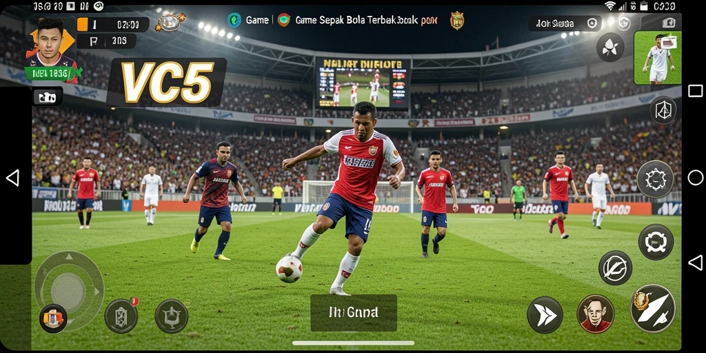 Vibrant gameplay VC5 yang mendebarkan dalam aksi sepak bola.