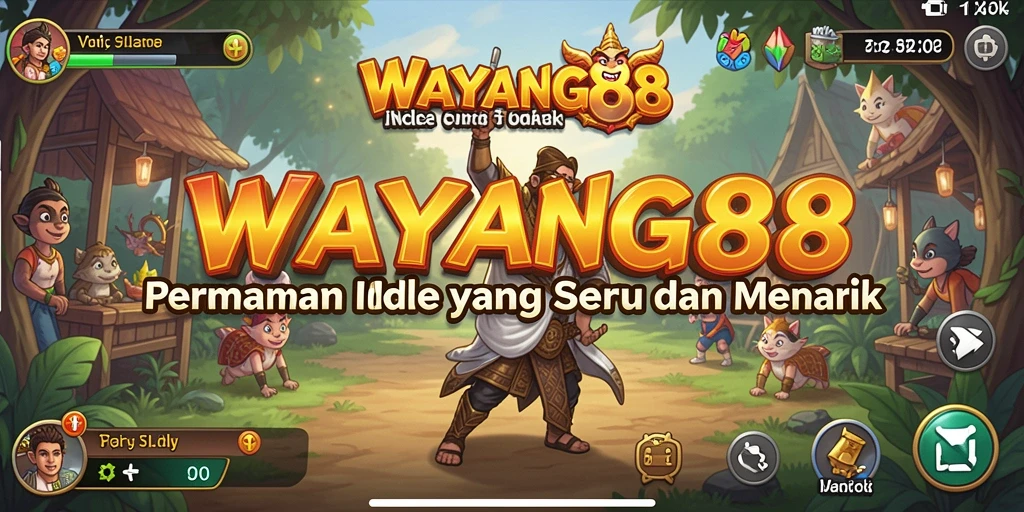 Screenshot utama WAYANG88 menunjukkan gameplay menarik dengan karakter wayang yang penuh warna.